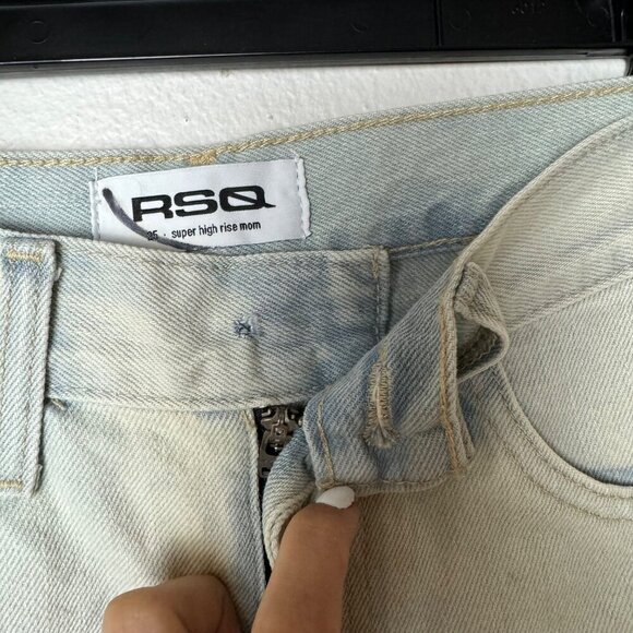 High-Waisted Light Wash Denim Shorts By RSQ Size M Womens Casual Rolled Cuff - Picture 7 of 12